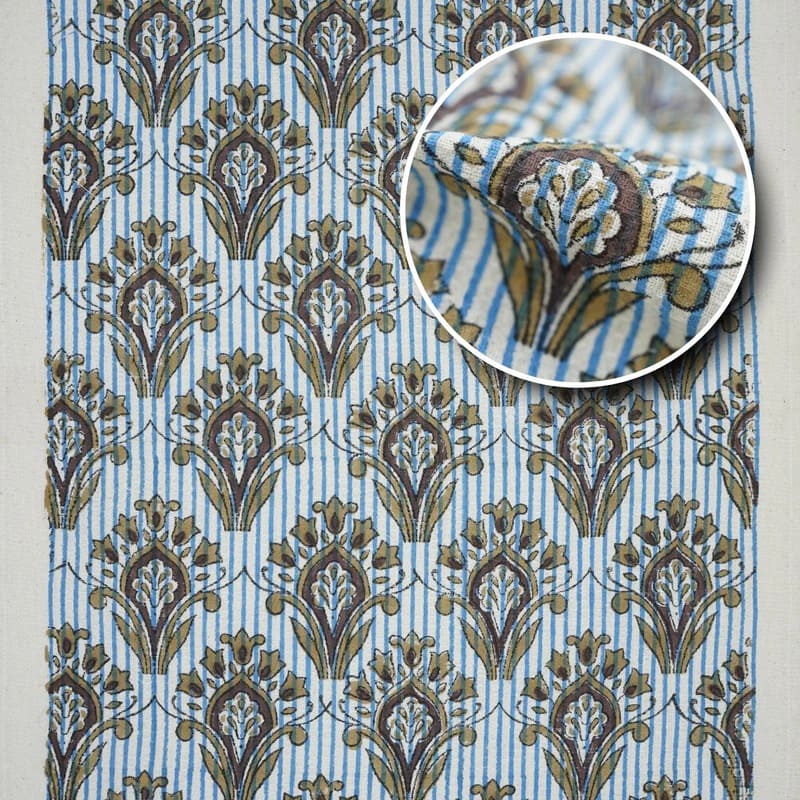 Waffle weave cotton towel in green print