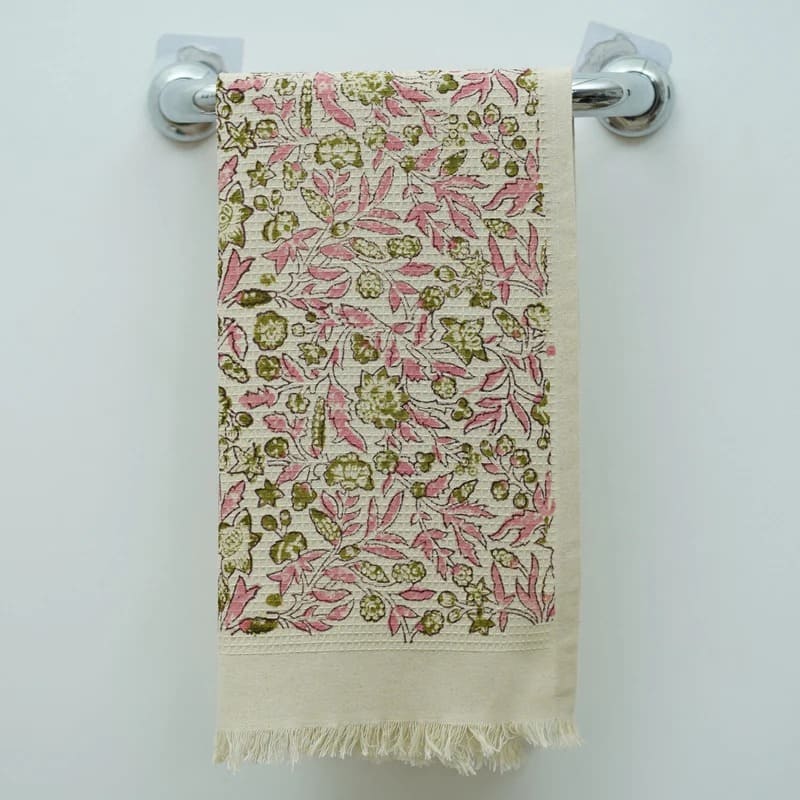 Cotton waffle towel green for kitchen