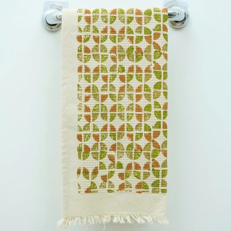Soft green waffle towel for kitchen