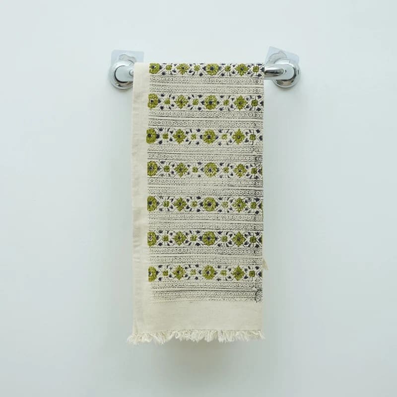 Hand towel decorative green waffle style