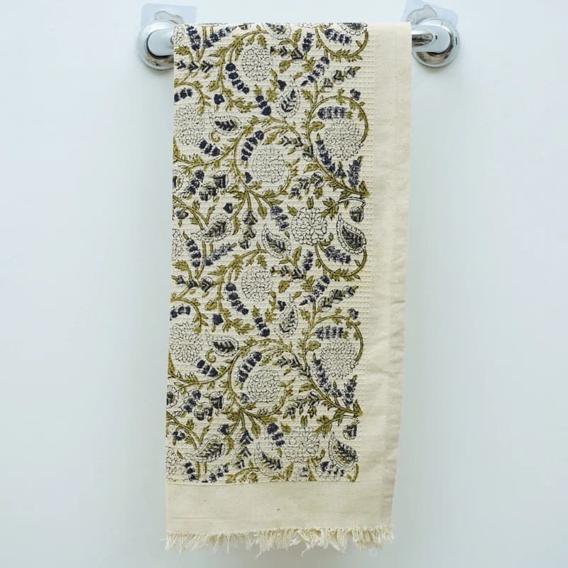 Soft hand towel green pattern for kitchen