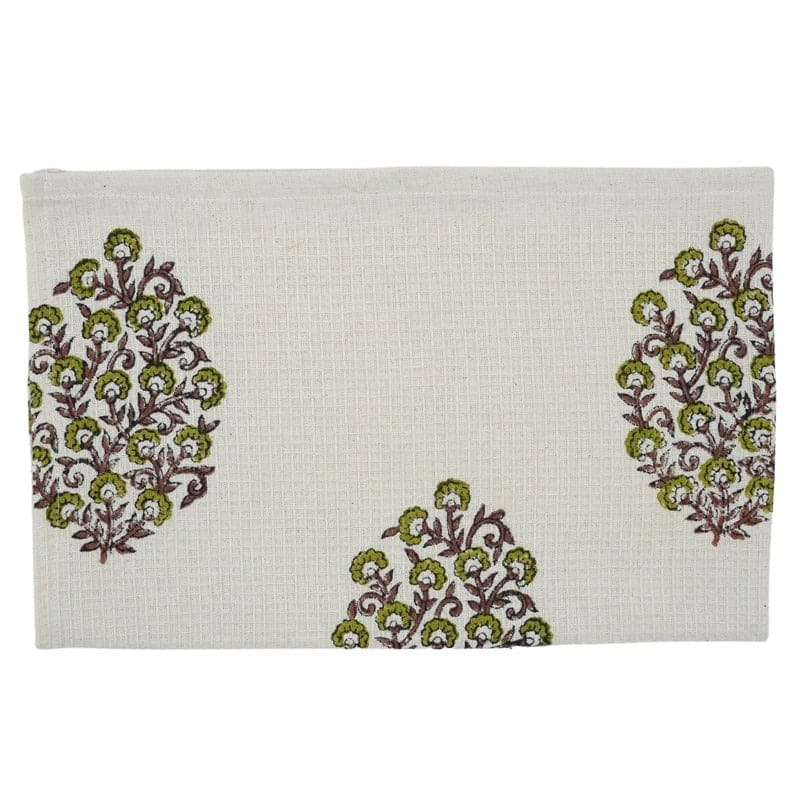 Decorative green hand towel with texture