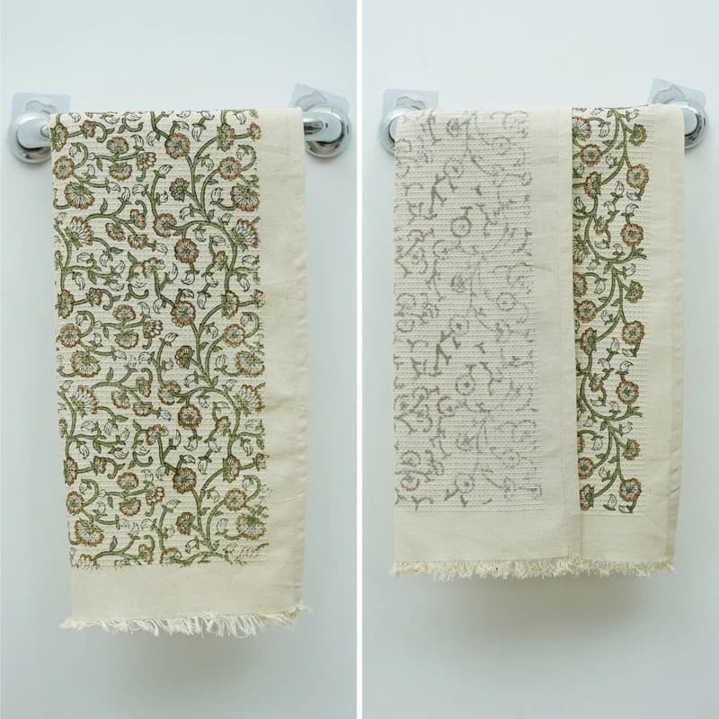 Cotton hand towel green decorative style