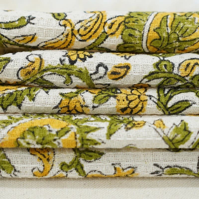 Decorative cotton hand towel green accent