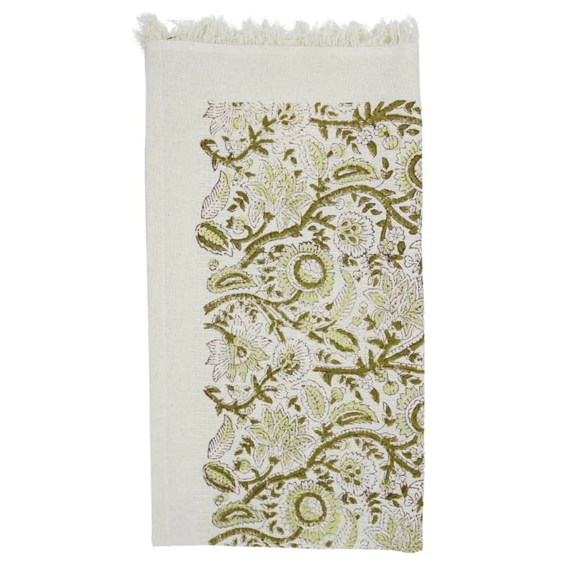 Hand towel decorative green woven style