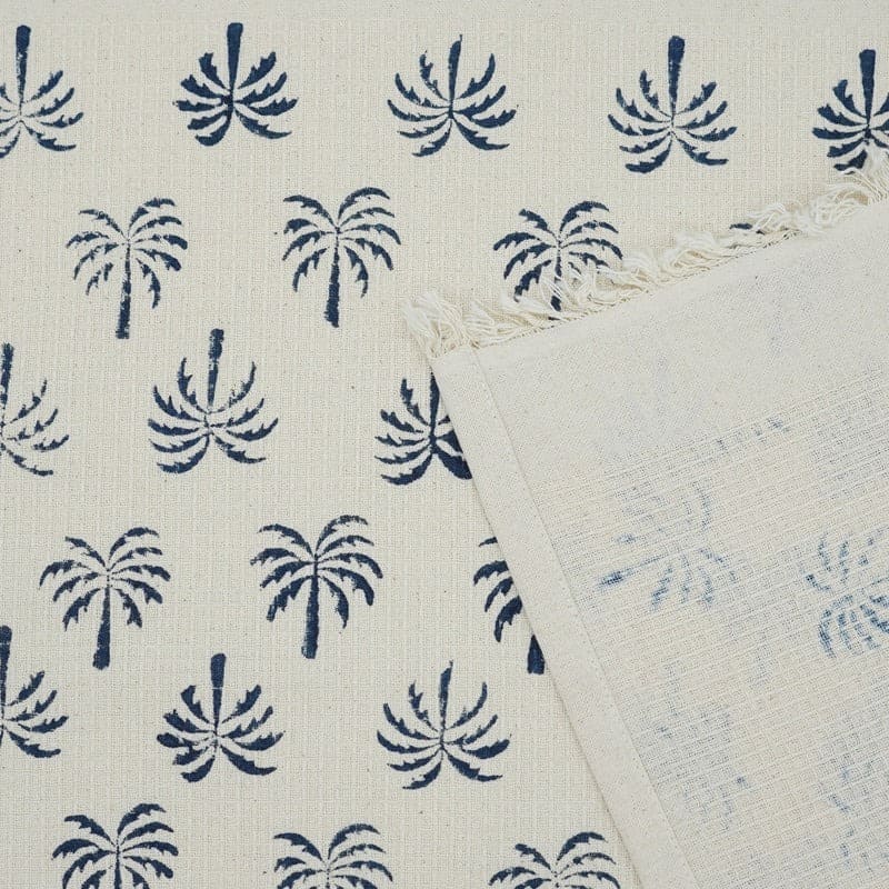 Decorative tea towel in green cotton print fabric