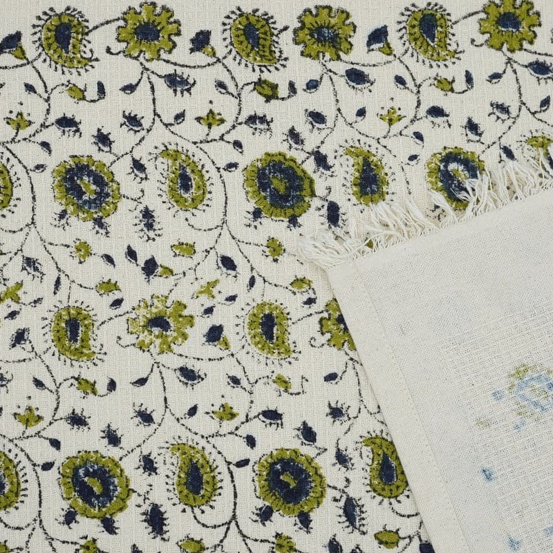 Decorative printed hand towel in green tone fabric