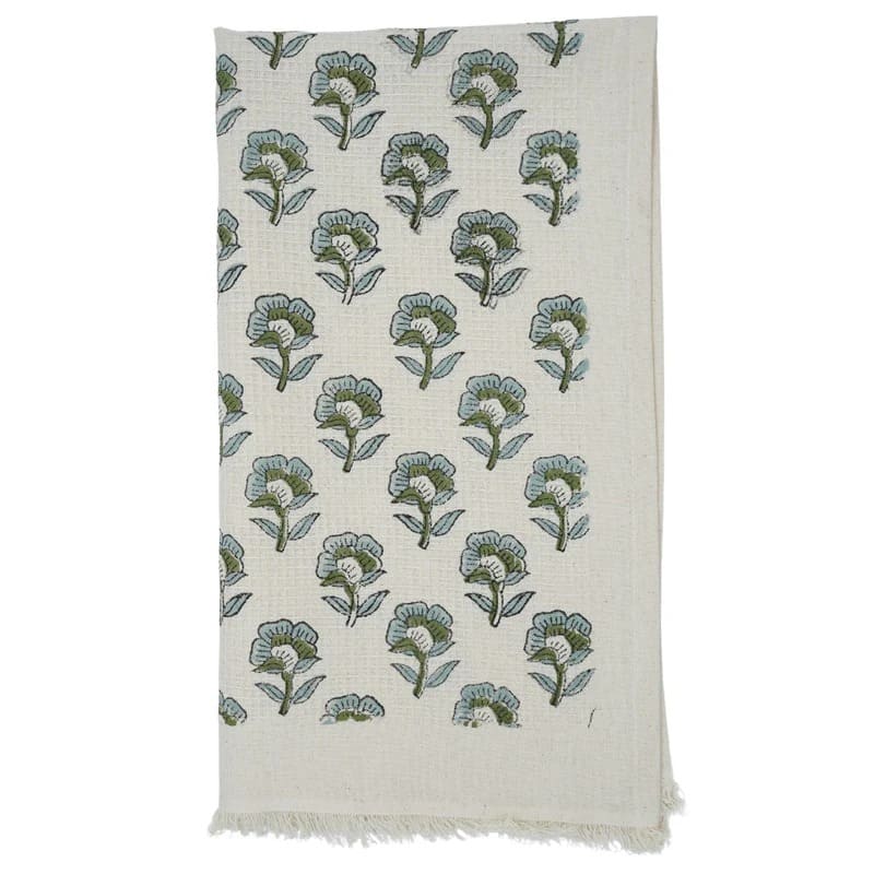 Cotton waffle hand towel in soft green color