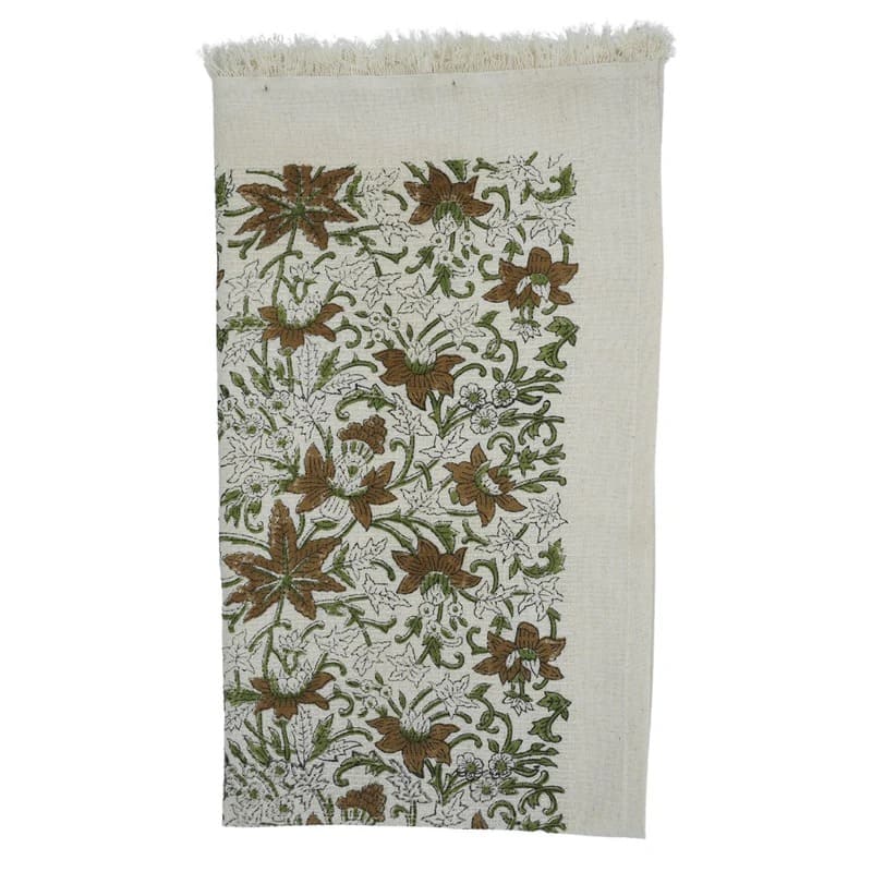 Green patterned cotton towel with clean design