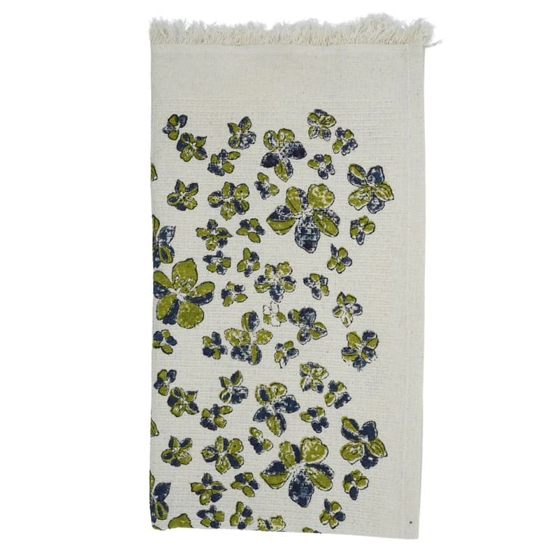 Soft waffle weave green hand towel for kitchen use