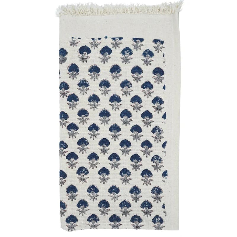 Block printed green towel with rustic charm look