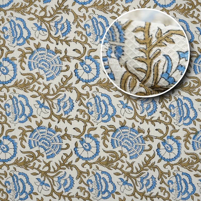 Block print cotton towel with artisanal design