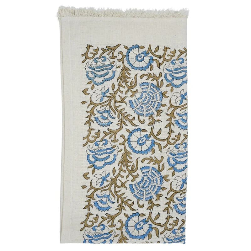 Green hand towel with intricate pattern details