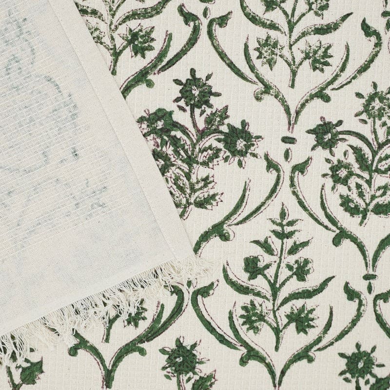 Ruffled edge kitchen towel with subtle green hue