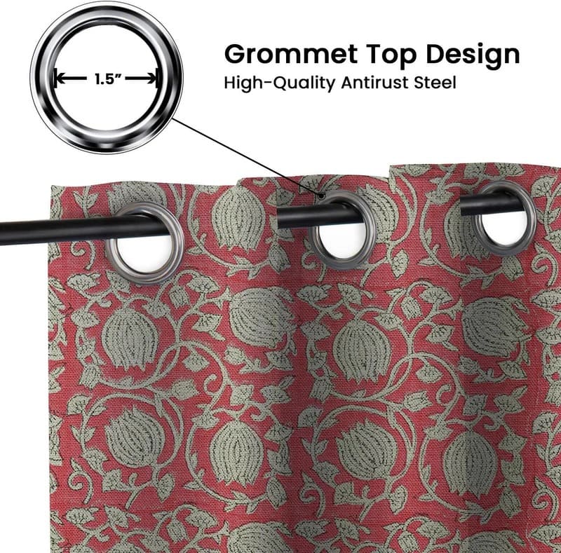 Curtain with grommet top design and high-quality antitrust steel, on a white background.