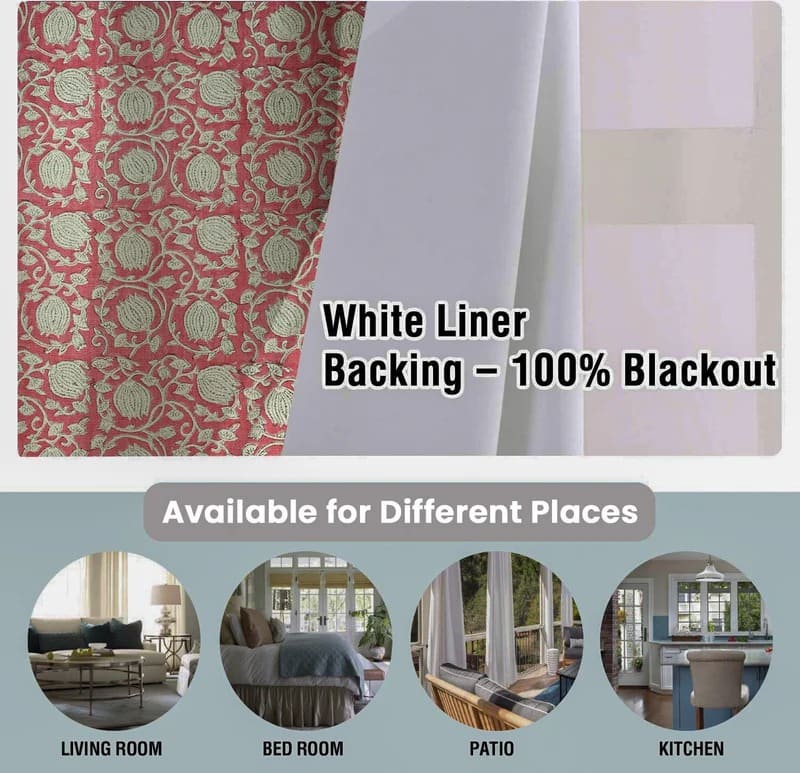 Window treatment with white liner backing and 100% blackout quality
