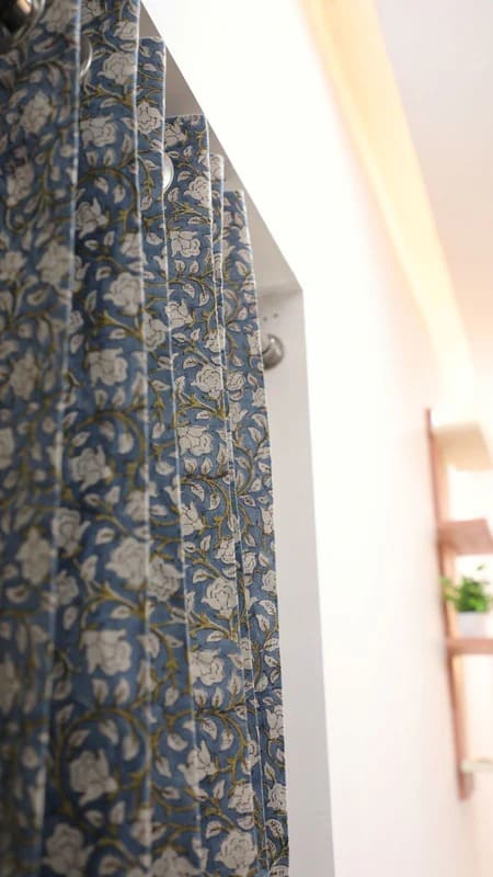 Block print blackout curtains patterned for bedroom