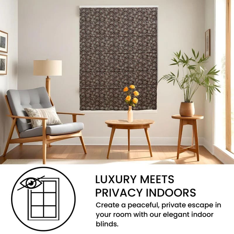 Block print Roman shade for modern living rooms