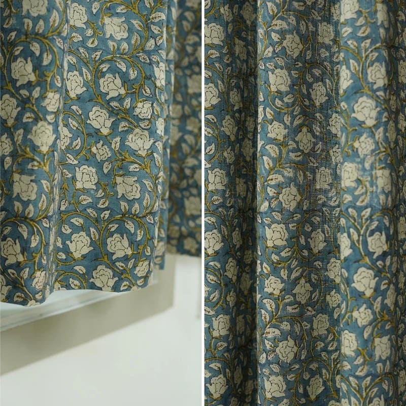 Door covering curtains hand print artisan design