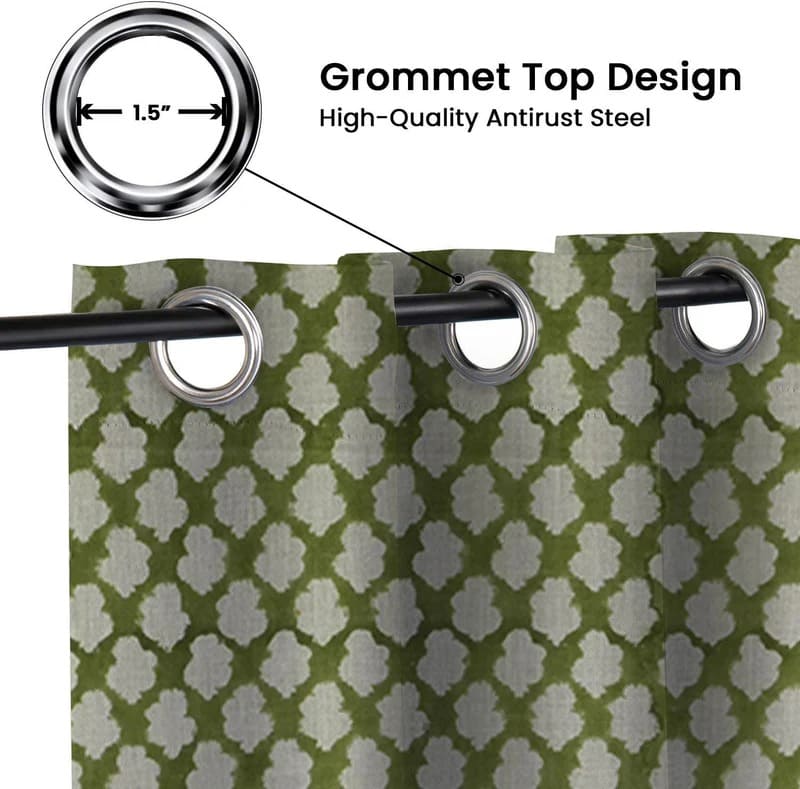 Bathroom with curtains hand print cotton design