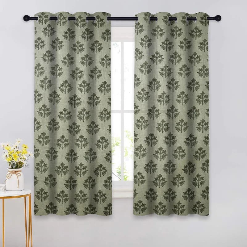 Curtain entryway décor with colorful block print fabric