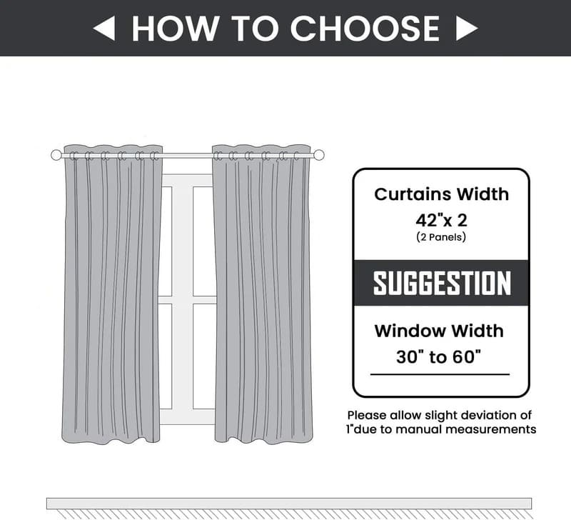 window with text on how to choose the right curtain width.