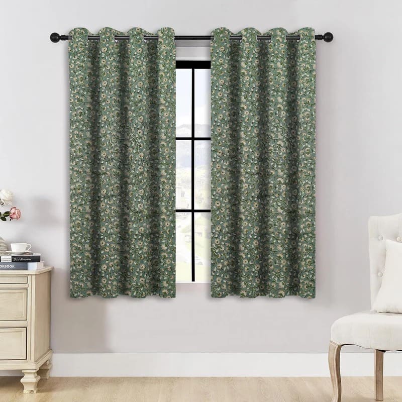 Cotton curtains for sage green bedroom walls