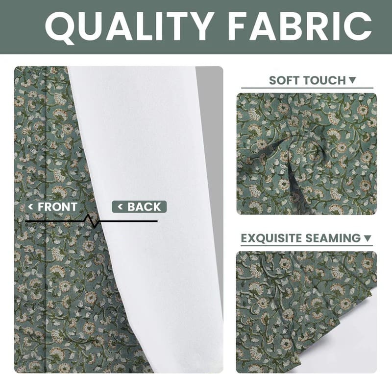 Cotton curtains with blue floral pattern  