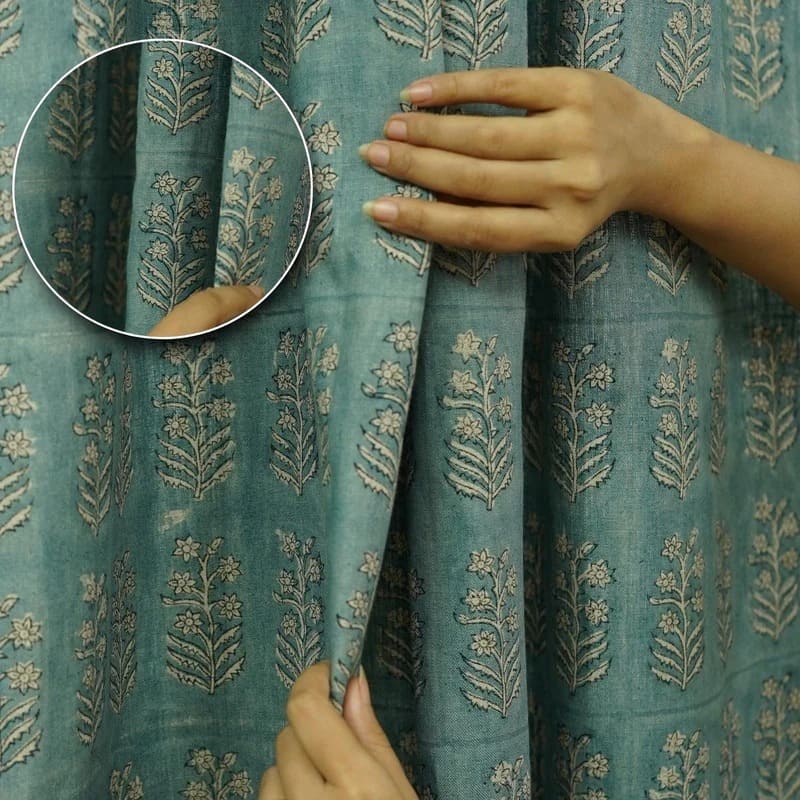 Artisan block curtains in earthy and pastel shades