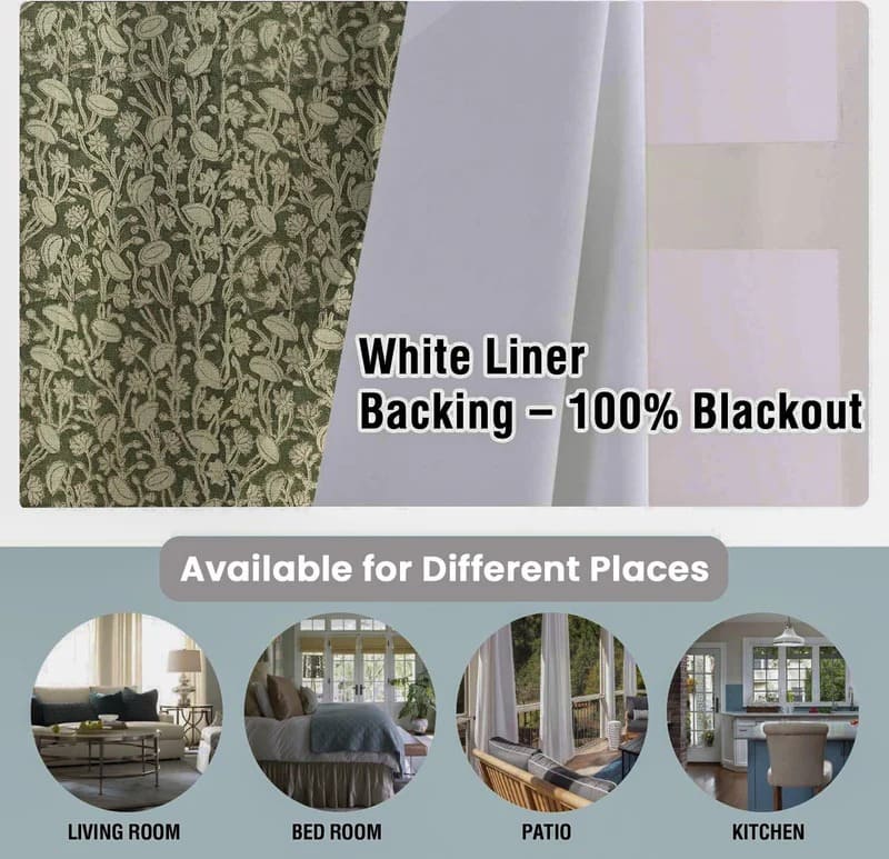 Bold block print curtains, handmade for a unique touch.