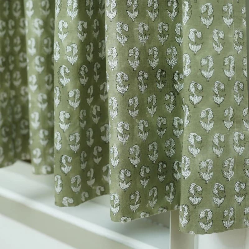 Boho floral curtains block print decorative textile