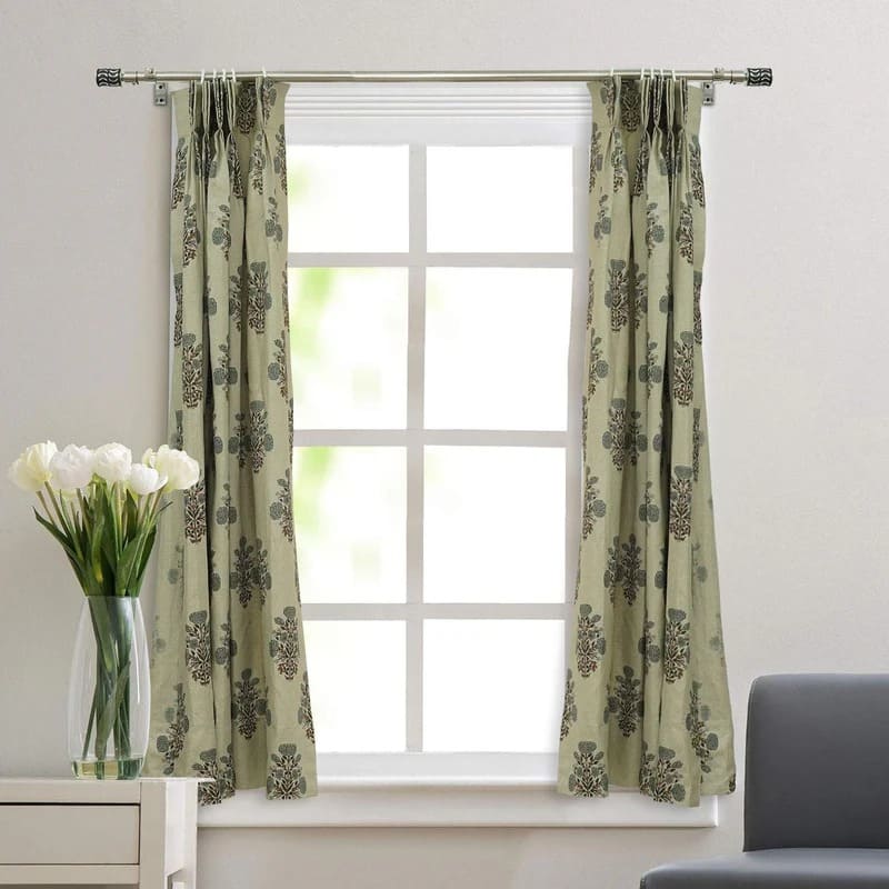 Sage green floral curtains for bedroom 