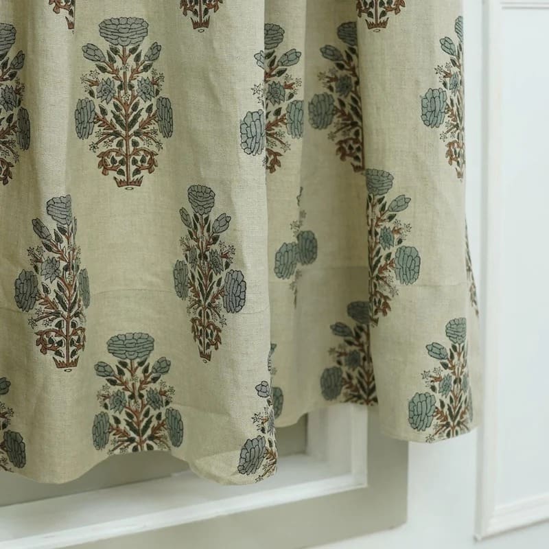 Pink floral curtains for bright bedroom