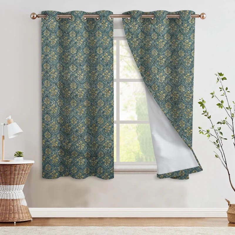 Pattern Block Curtain Hand Block Print Thick Linen Blue Floral Curtains Drapes - Vishalpushp ...