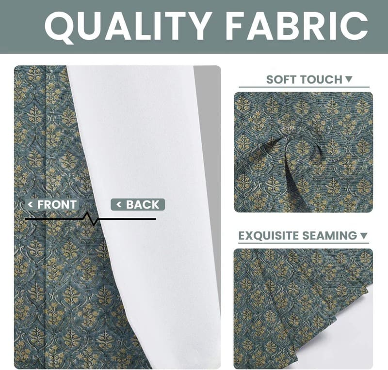 Sage and white curtains hand print cotton fabric