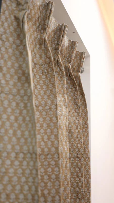 Boho bathroom curtains hand print floral design