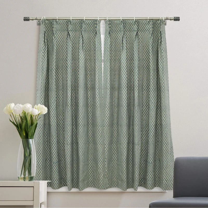 Light green curtains for bedroom hand print fabric