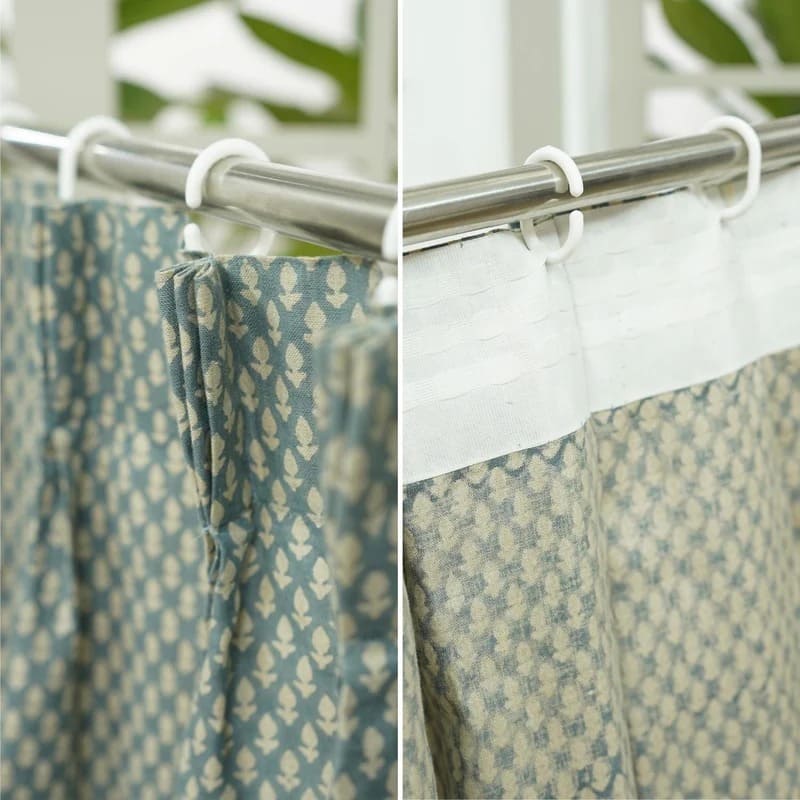 Bathroom window curtains hand print cotton design