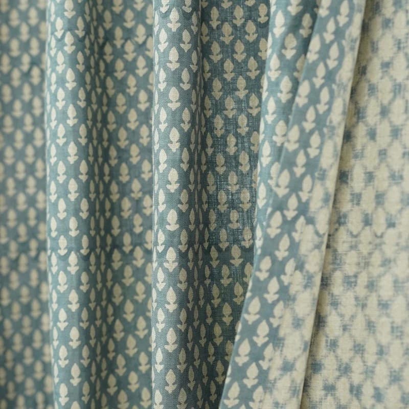 Block print blackout patterned curtains for living room