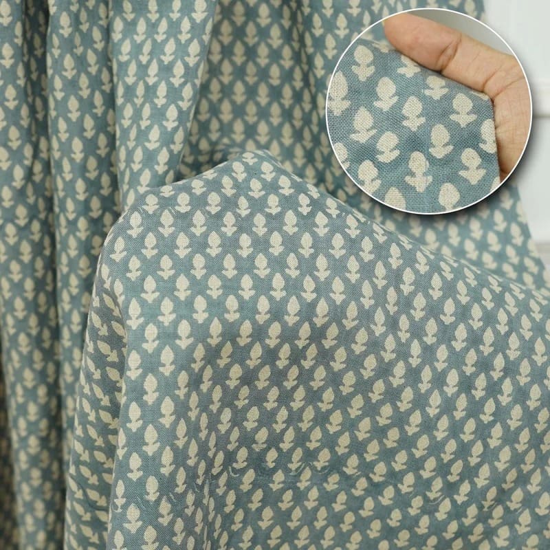 Hand print boho curtains patterned for living room