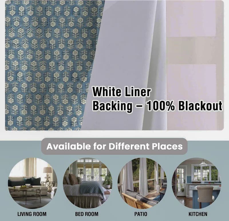 Greenery block print curtains for home décor