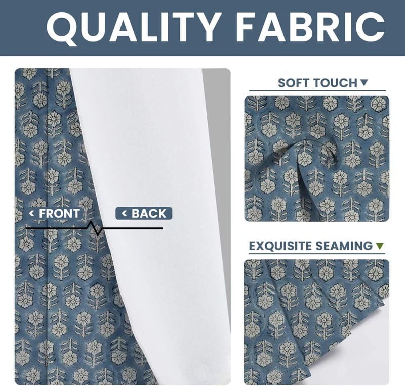 Sliding glass window curtains hand print style