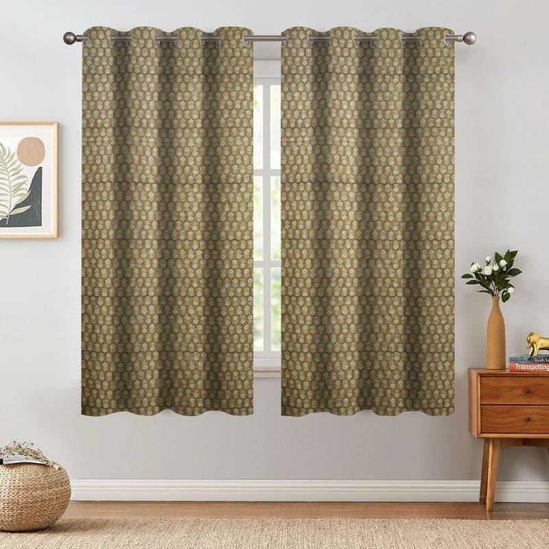 Glass sliding doors curtains block print home décor