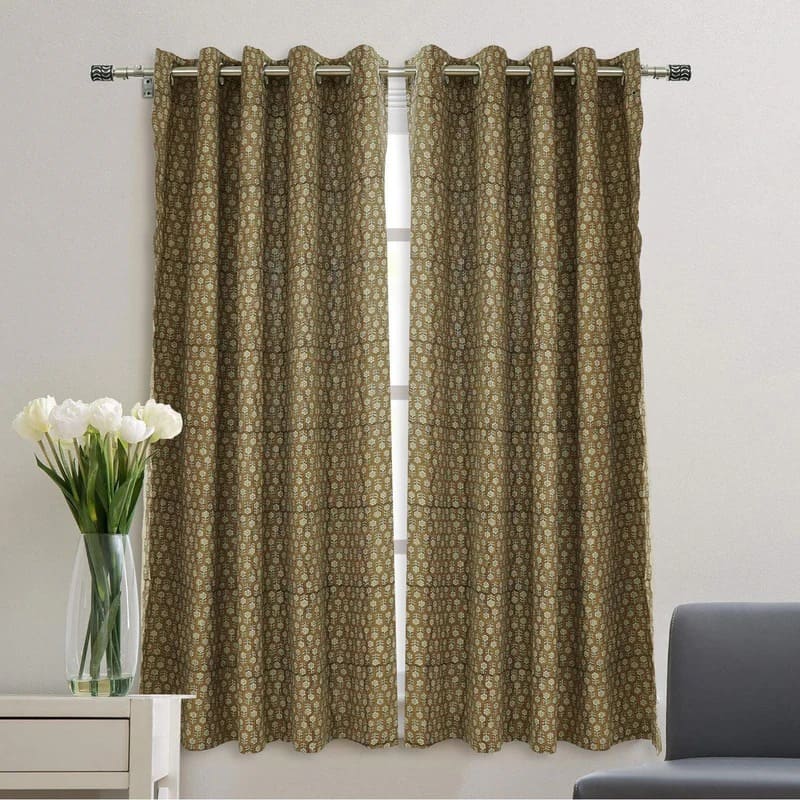 Curtains farmhouse style block print hand printed