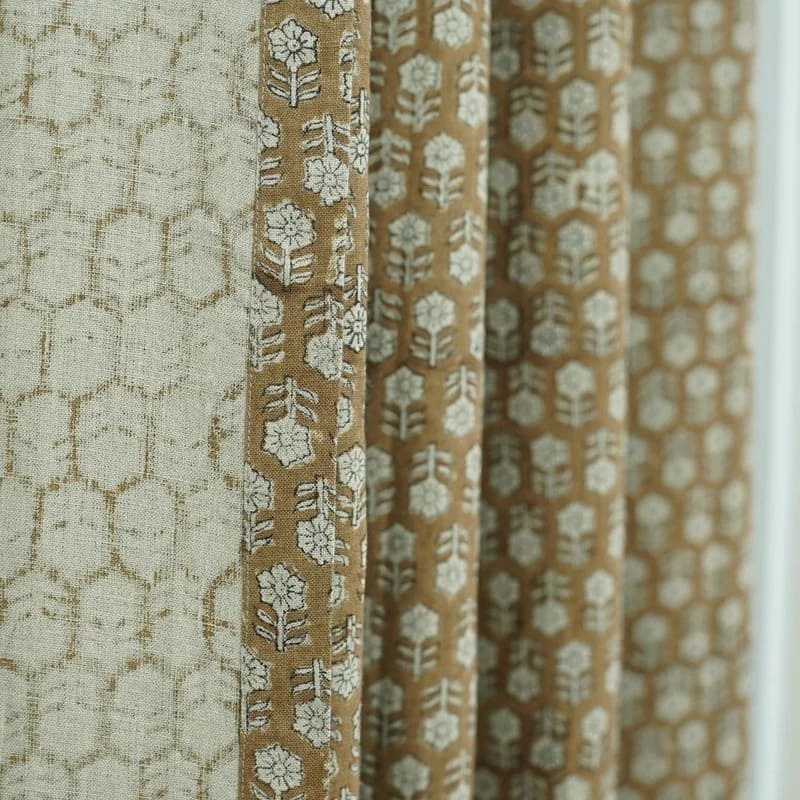 Blackout patterned curtains block print home décor