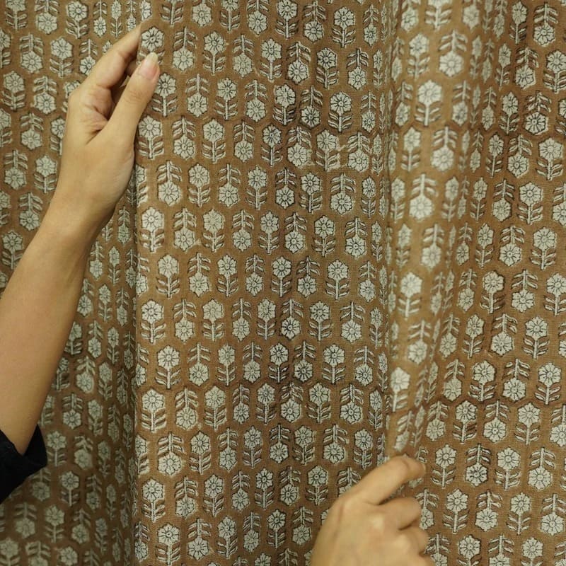 Door covering curtains block print traditional style