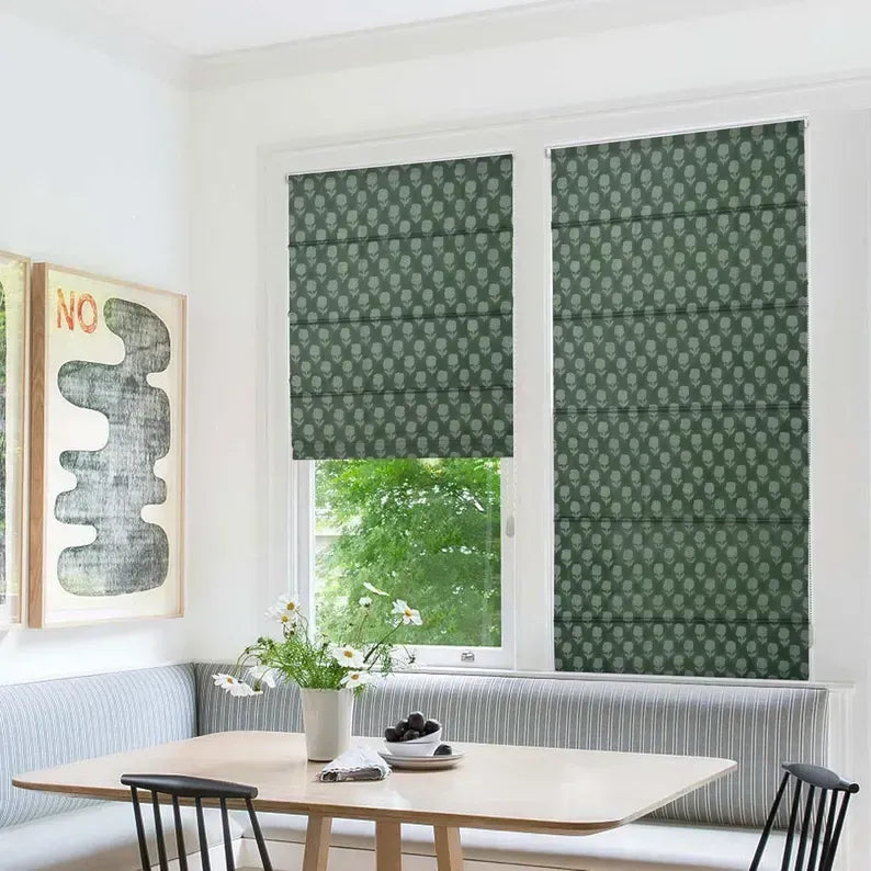 Stylish gray roman shades for neutral home palette