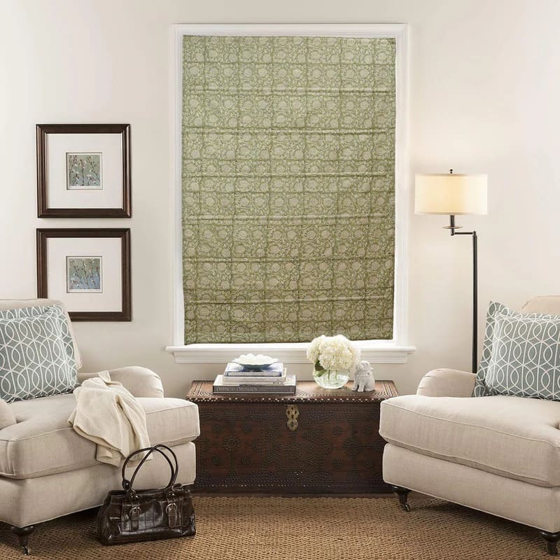 Drapes and roman shades for layered window look