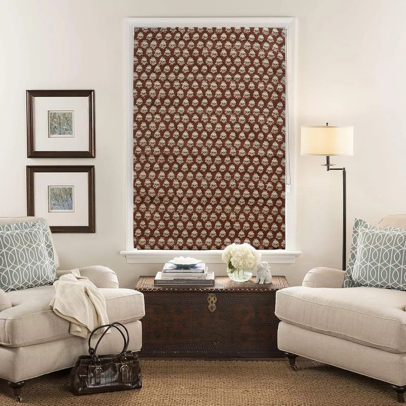 hand block print romanshade for artisan home decor