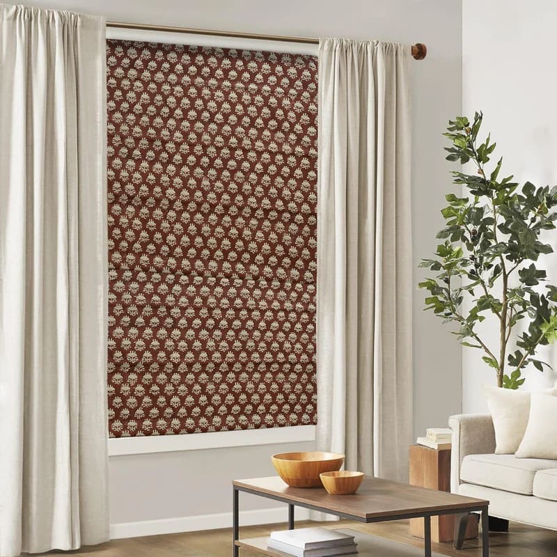 printed fabric romanshade for decorative interiors